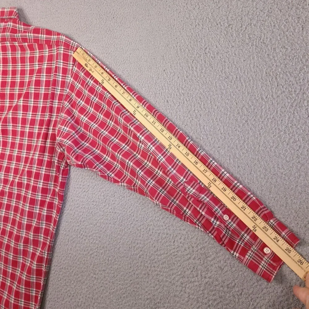 Vintage Polo Ralph Lauren Shirt Mens Medium Red Tartan Plaid Button‎ Down Cotton